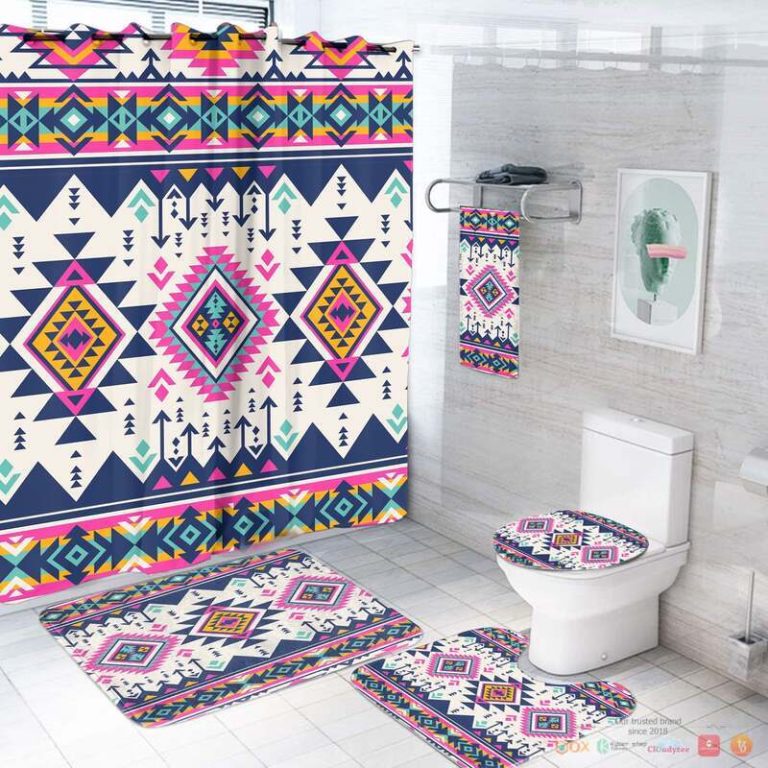 Pink Pattern Native American Bathroom Set