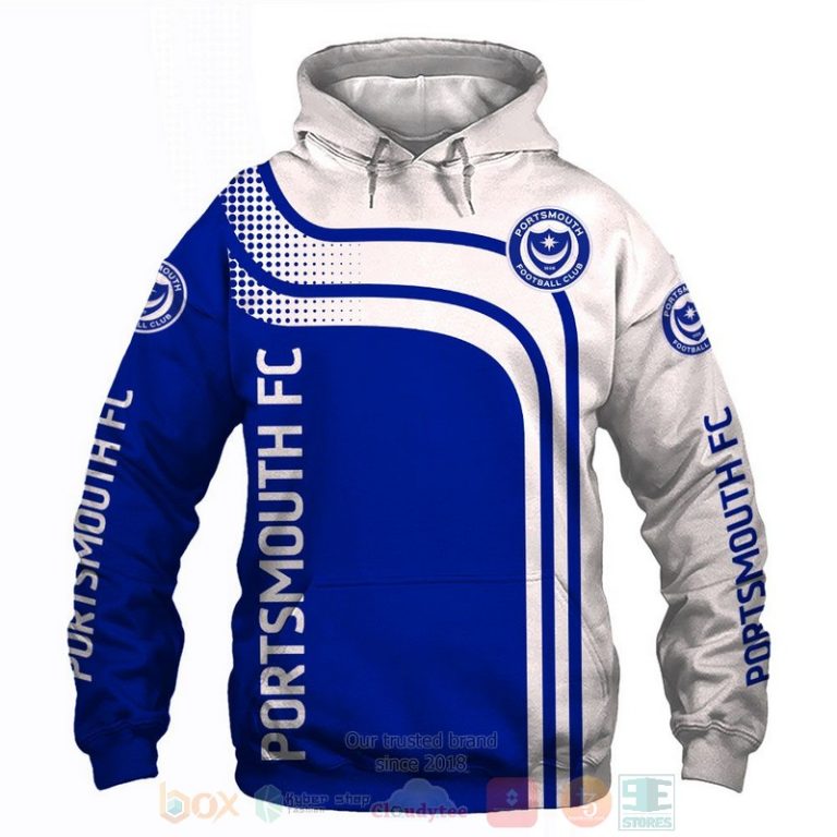 Portsmouth FC blue white 3D shirt hoodie