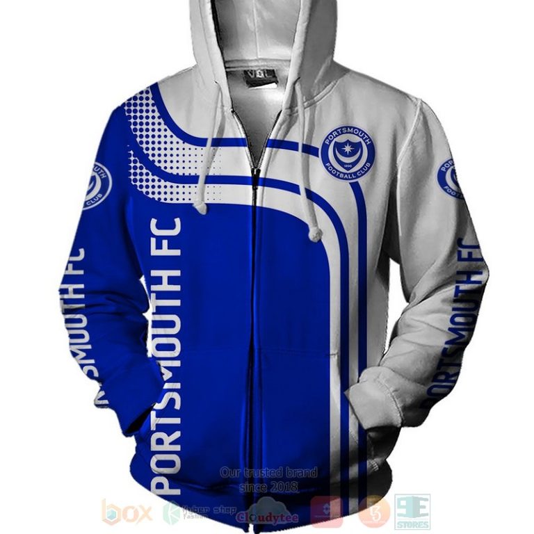 Portsmouth FC blue white 3D shirt hoodie 1 2