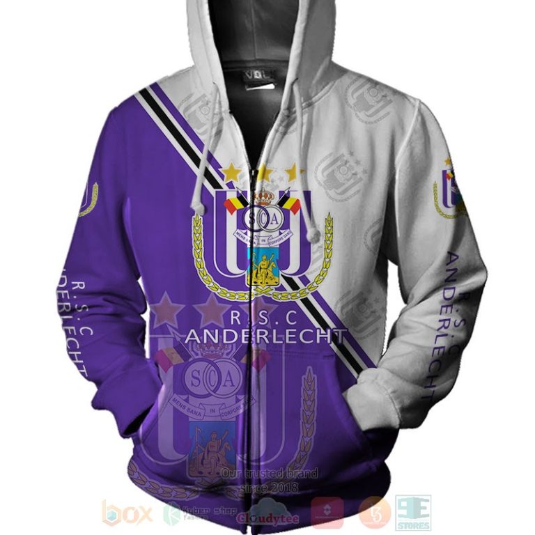 RSC Anderlecht purple white 3D shirt hoodie 1 2