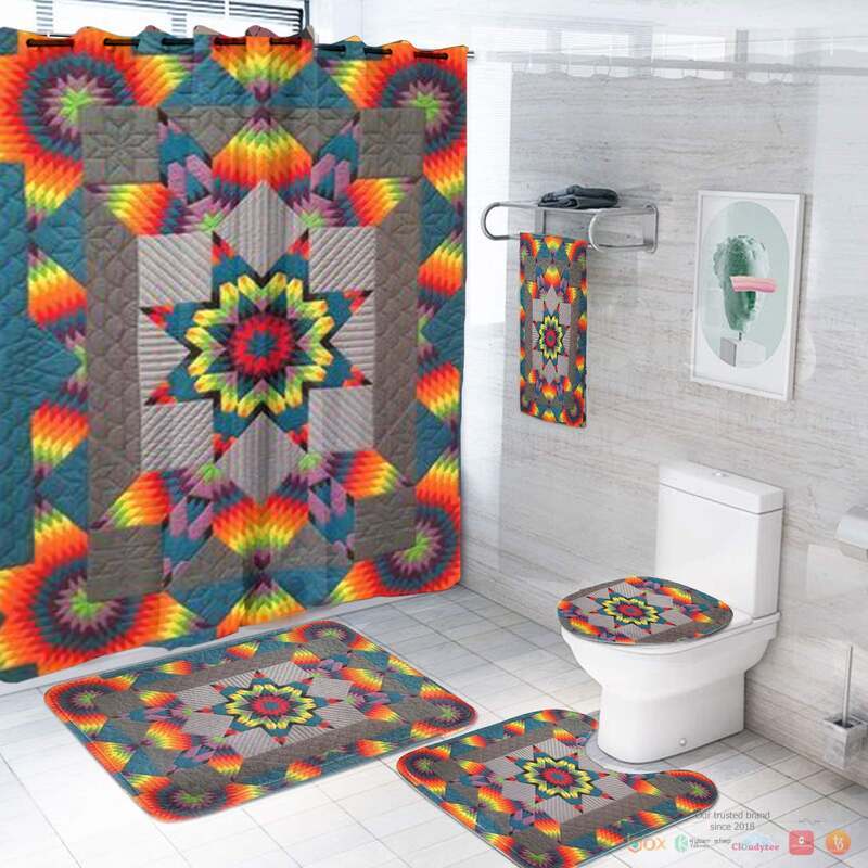 Rainbow Sunburst Pattern Native American Bathroom Set
