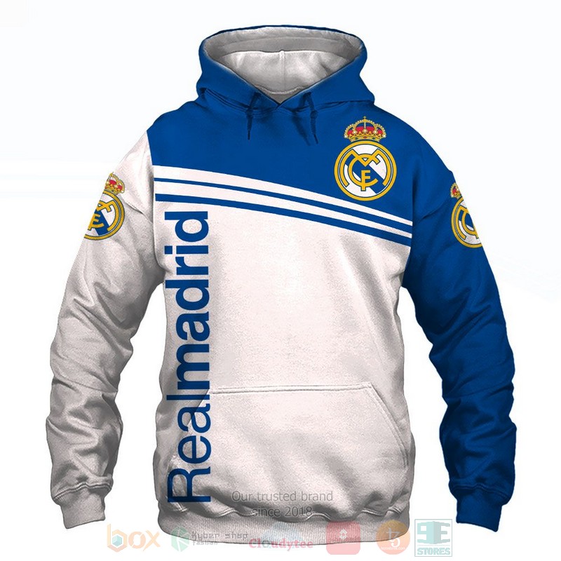 Real Madrid FC white blue 3D shirt hoodie