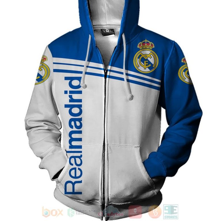 Real Madrid FC white blue 3D shirt hoodie 1 2