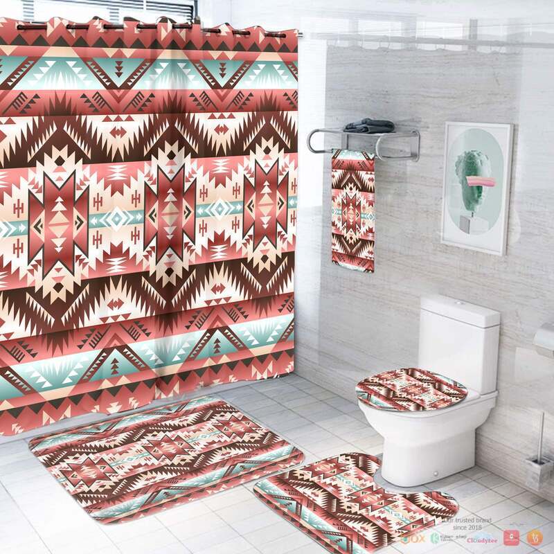 Red Vector Native American Bathroom Set