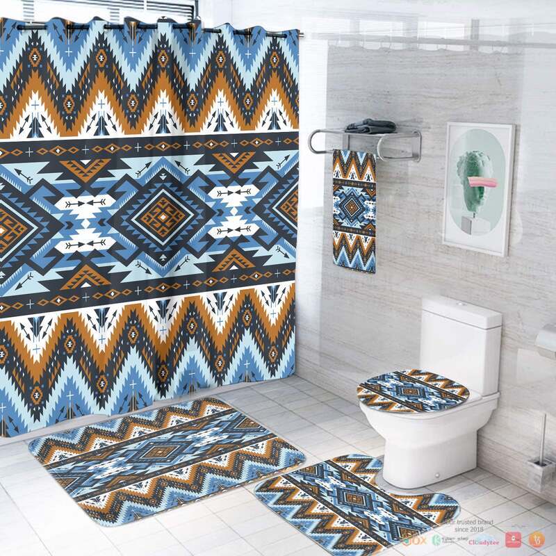 Retro Colors Tribal Seamless Native American Bathroom Set