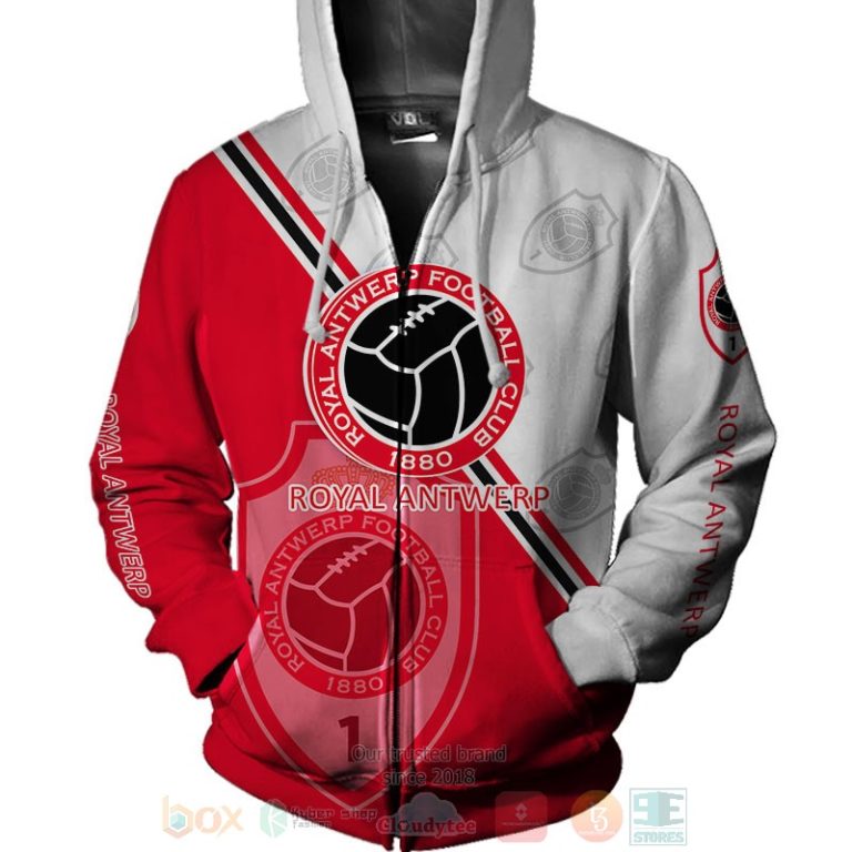 Royal Antwerp red white 3D shirt hoodie 1 2