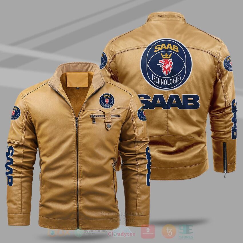 Saab Automobile Fleece Leather Jacket 1