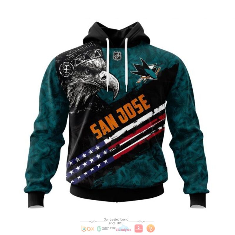 San Jose Sharks NHL Eagle American flag 3D shirt hoodie