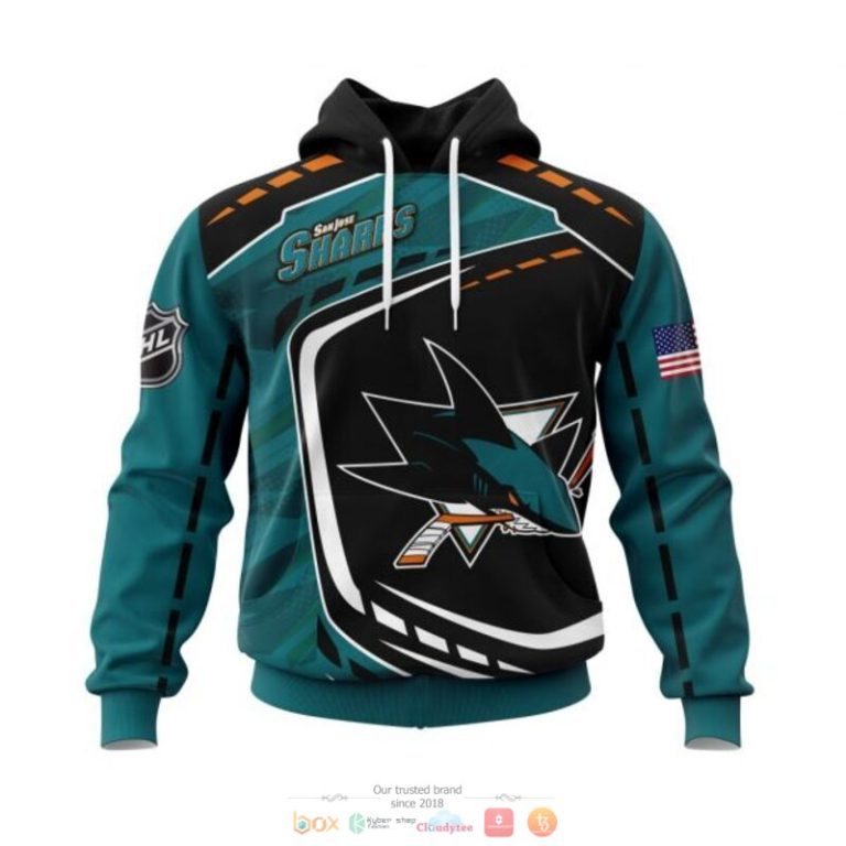 San Jose Sharks NHL black dark green 3D shirt hoodie