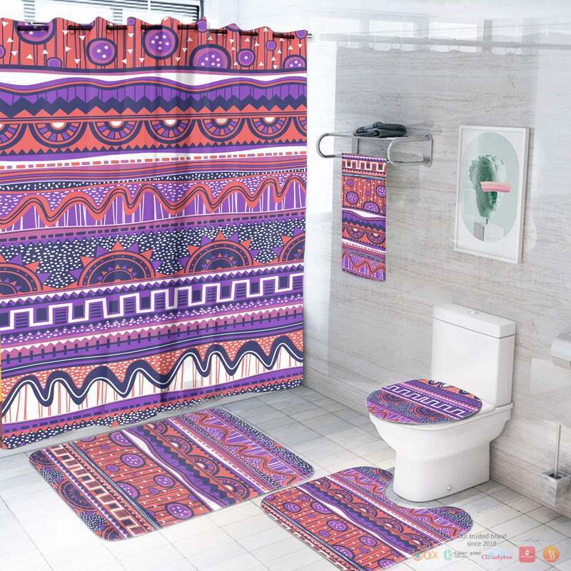Seamless Purple Pattern Native American Bathroom Set