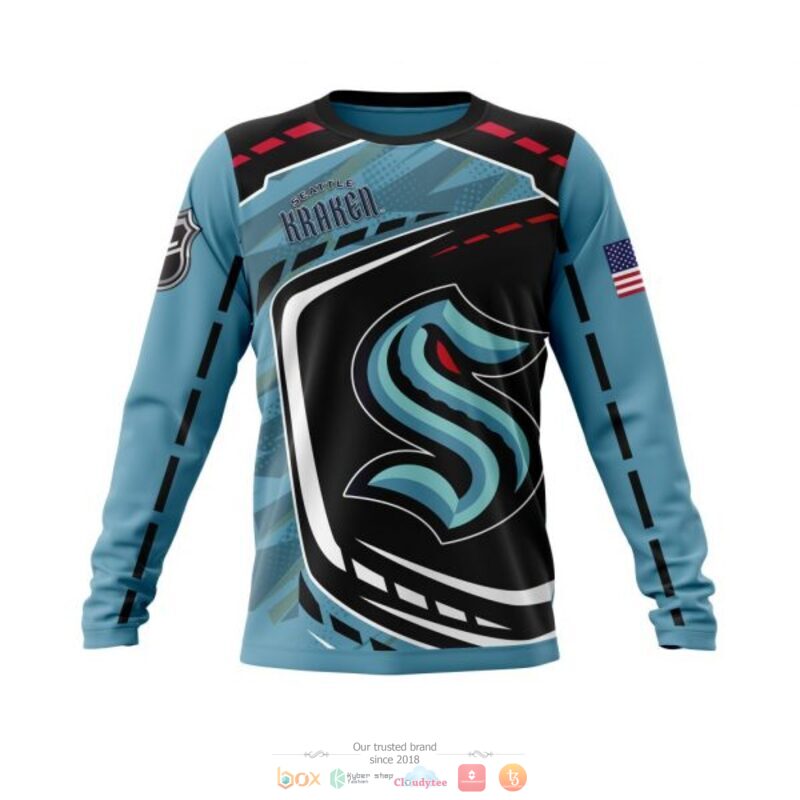 Seattle Kraken NHL black light blue 3D shirt hoodie 1 2 3 4 5
