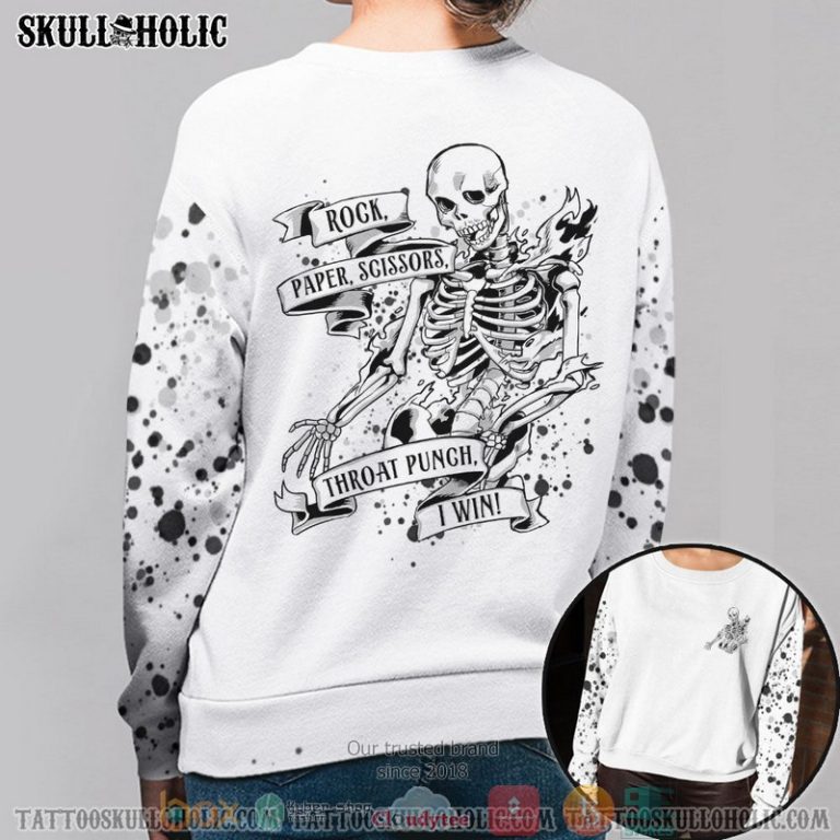 Skelton Rock paper scissors I win 3d shirt hoodie 1 2