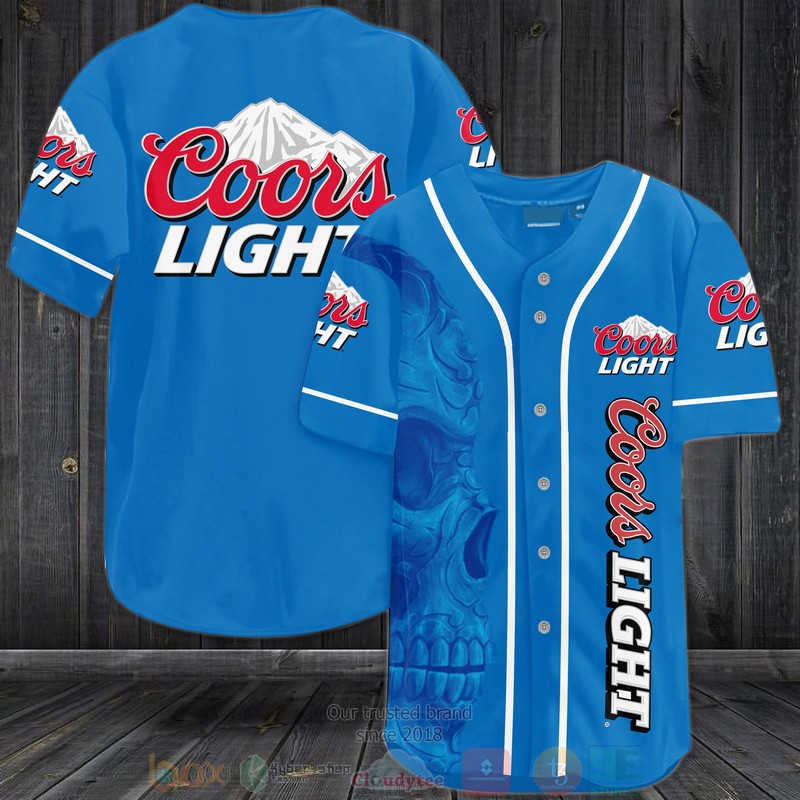 Skull Coors Light blue Baseball Jersey