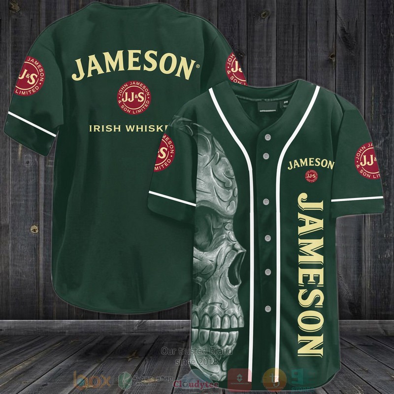 Skull Jameson Irish Whisky green Baseball Jersey