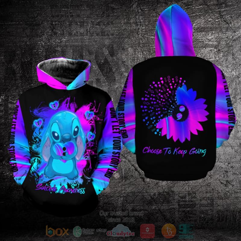 Stitch Suicide Awareness Choose to keep going 3D hoodie