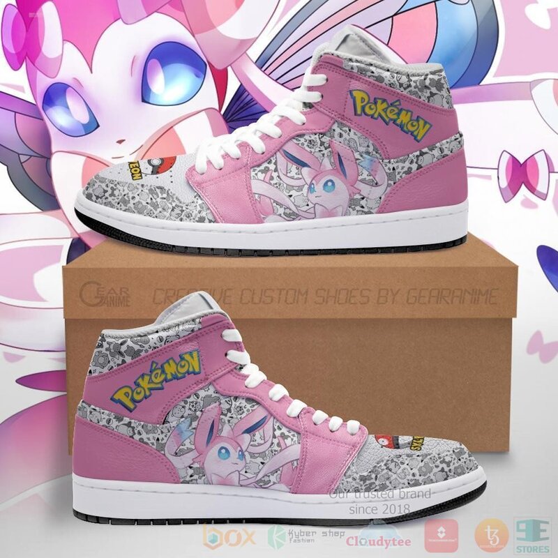 Sylveon Sneakers Custom Anime Pokemon Air Jordan High Top Shoes