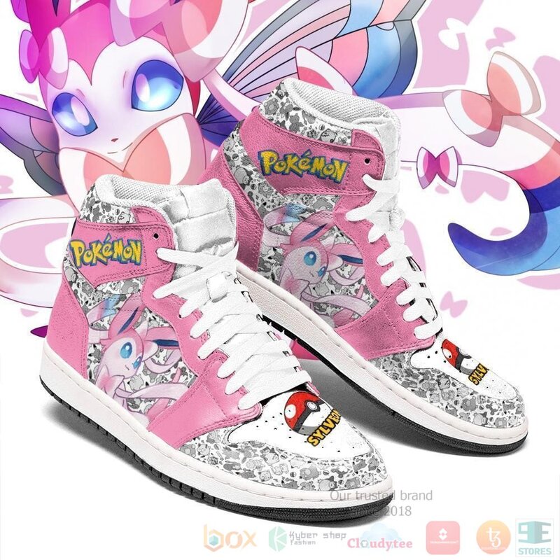 Sylveon Sneakers Custom Anime Pokemon Air Jordan High Top Shoes 1