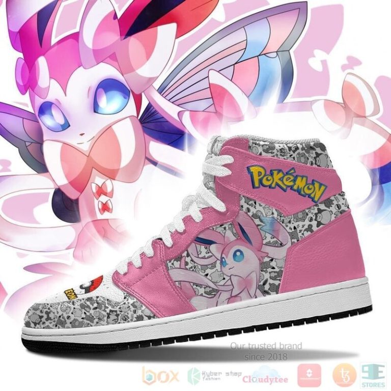 Sylveon Sneakers Custom Anime Pokemon Air Jordan High Top Shoes 1 2