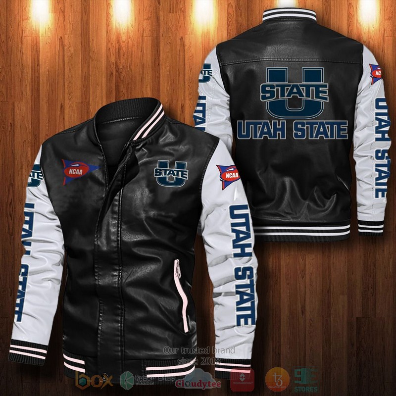 Utah State Aggies Leather Bomber Jacket