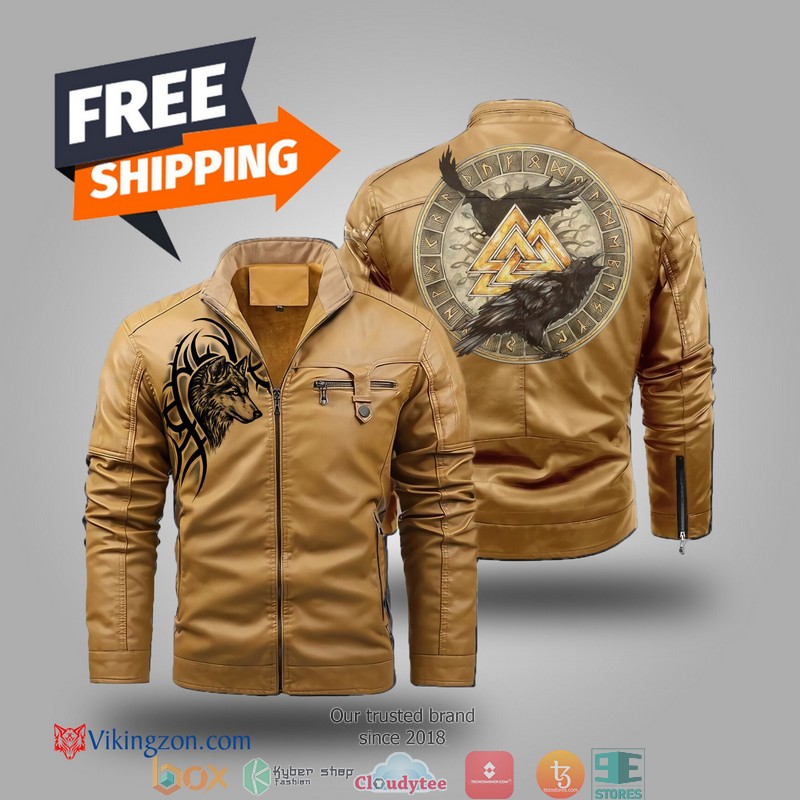 Viking Raven And Wolf Fleece Trend Leather Jacket