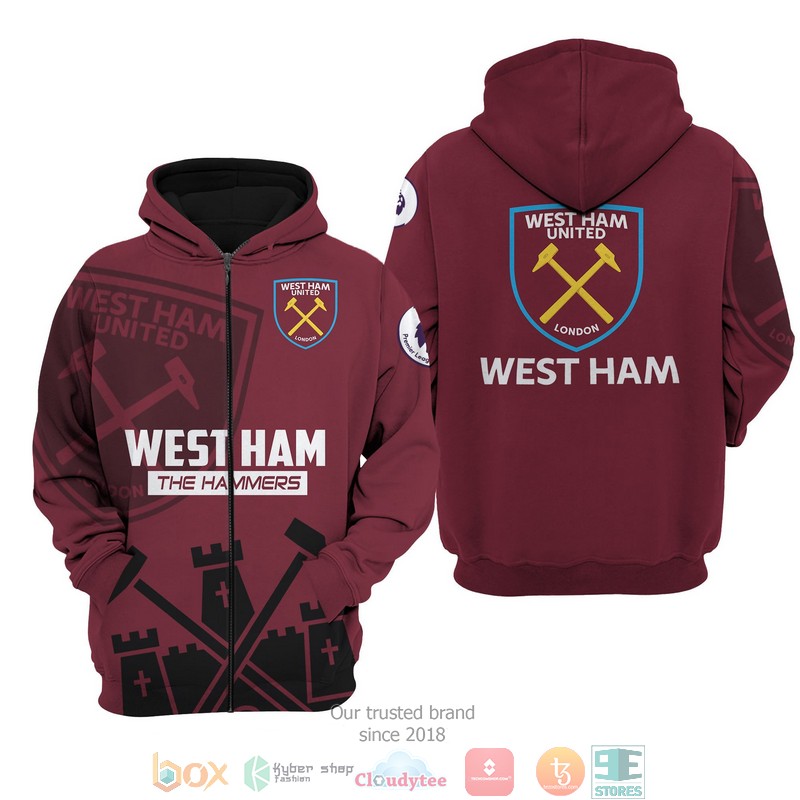 West Ham The Hammers 3d shirt hoodie 1