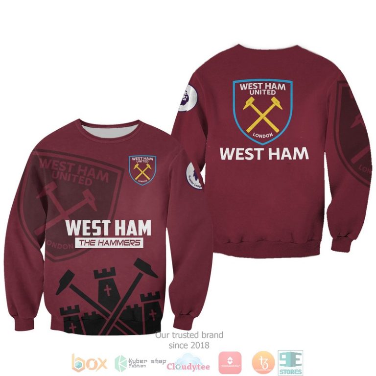 West Ham The Hammers 3d shirt hoodie 1 2