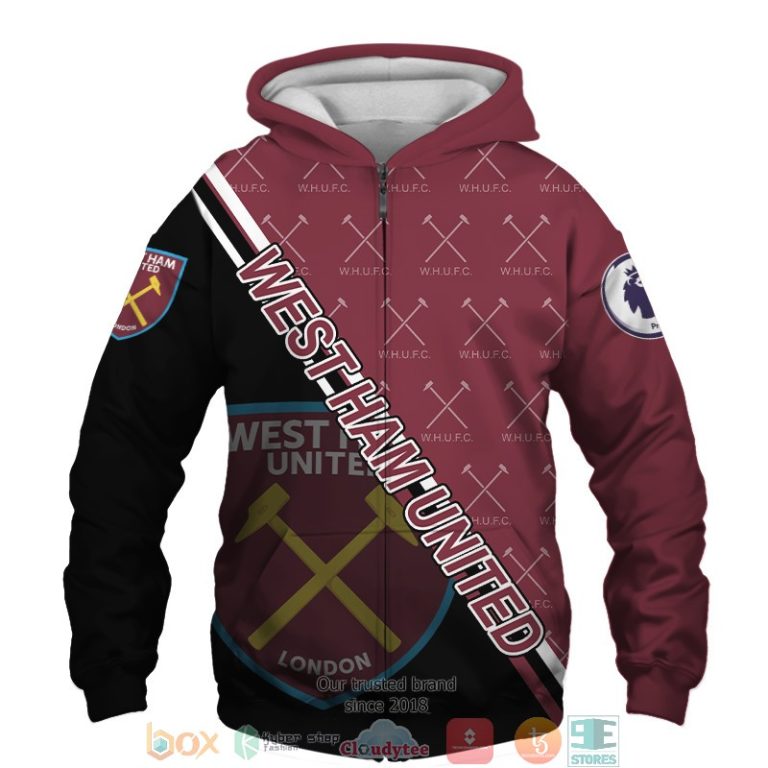 West Ham United 3d shirt hoodie 1 2