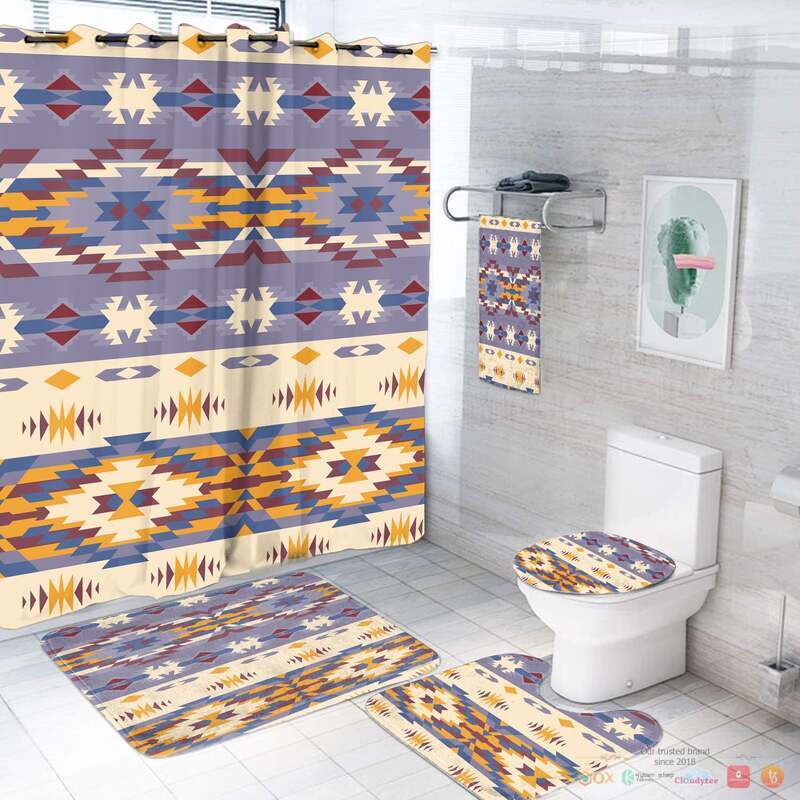 White Light Purple Pattern Native American Bathroom Set