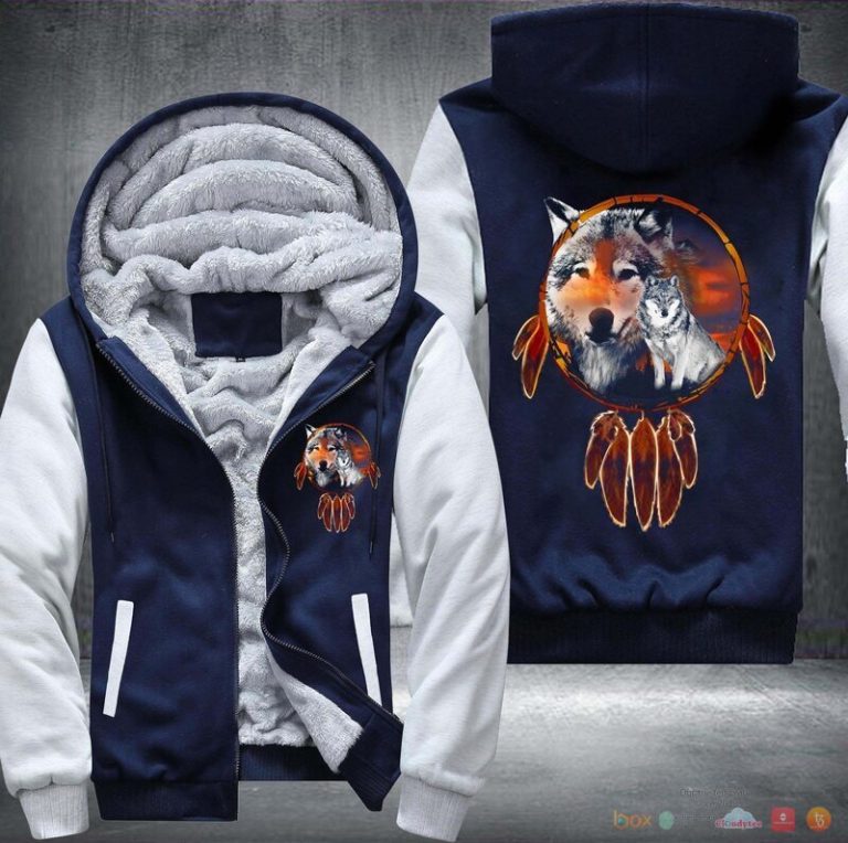 Wolf Natve American Fleece Hoodie Jacket