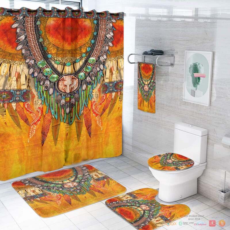 Wolf Necklace Pattern Native American Bathroom Set