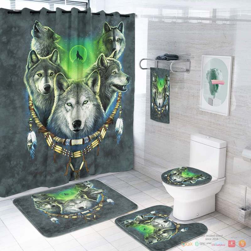 Wolf Pack Moon Light Native American Bathroom Set