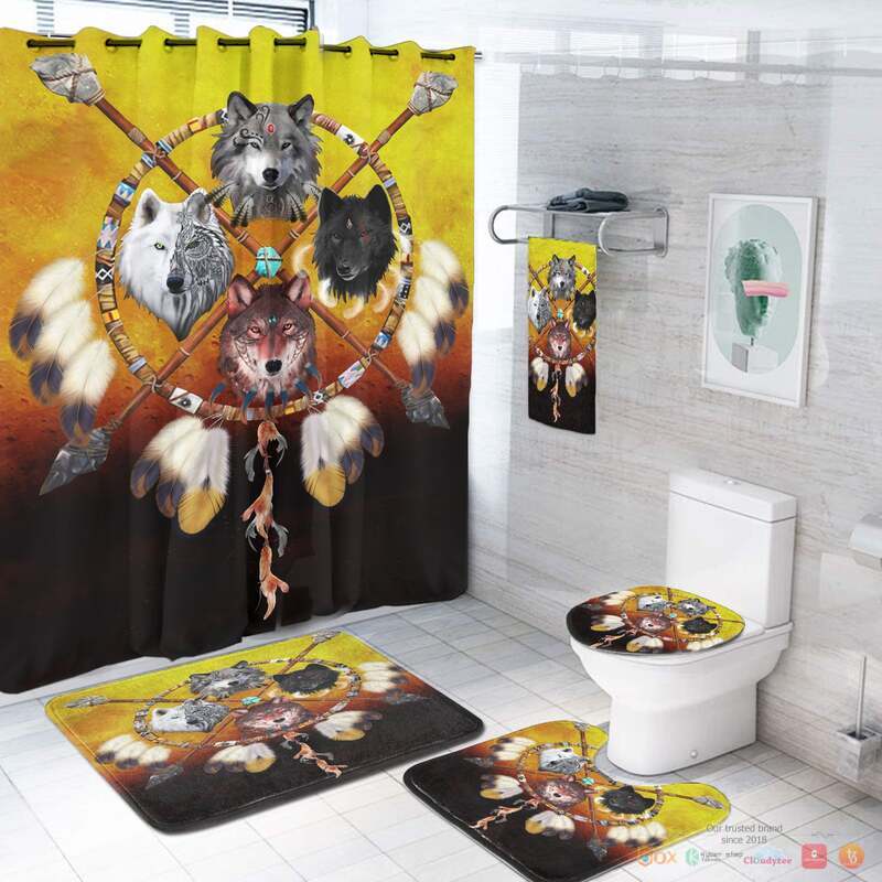 Wolf and Dream Catcher Native American Bathroom Set