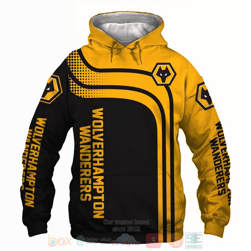 Wolvehampton Wanderers yellow black 3D shirt hoodie