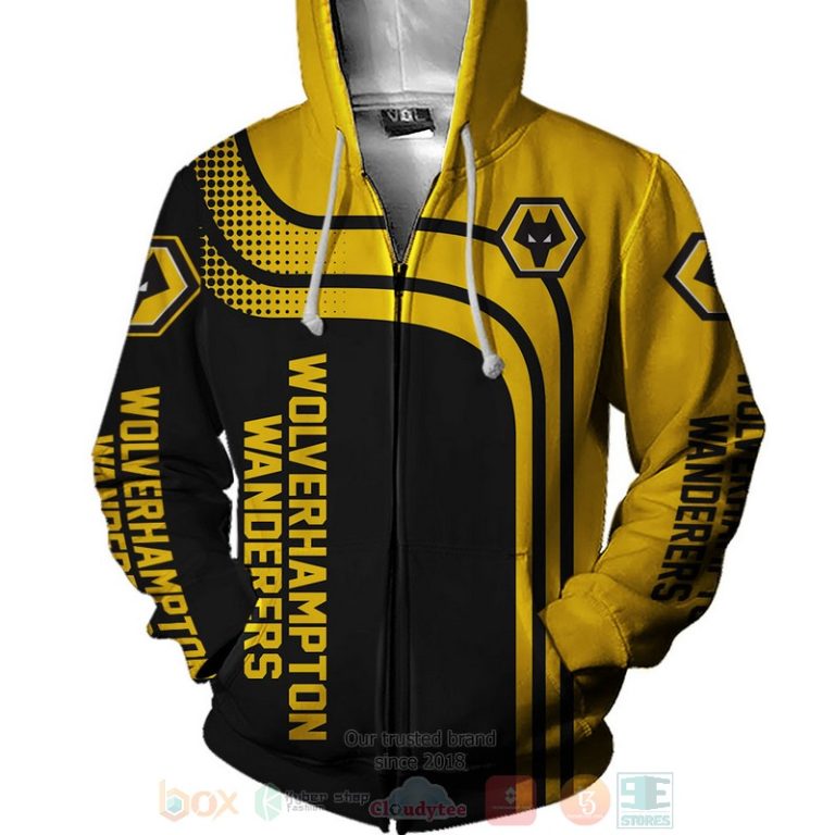 Wolvehampton Wanderers yellow black 3D shirt hoodie 1 2