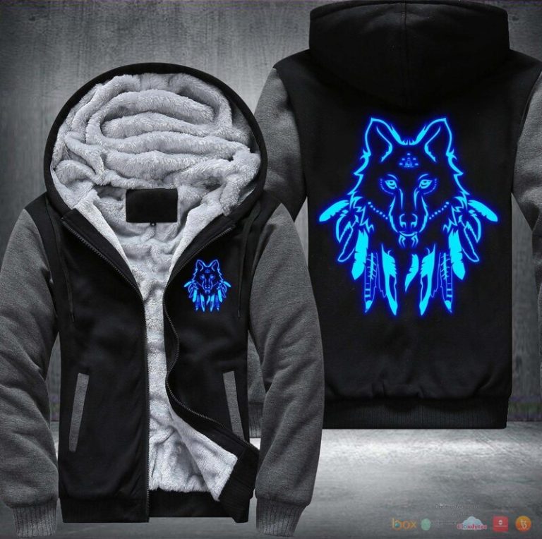 Wolves Native American Fleece Hoodie Jacket