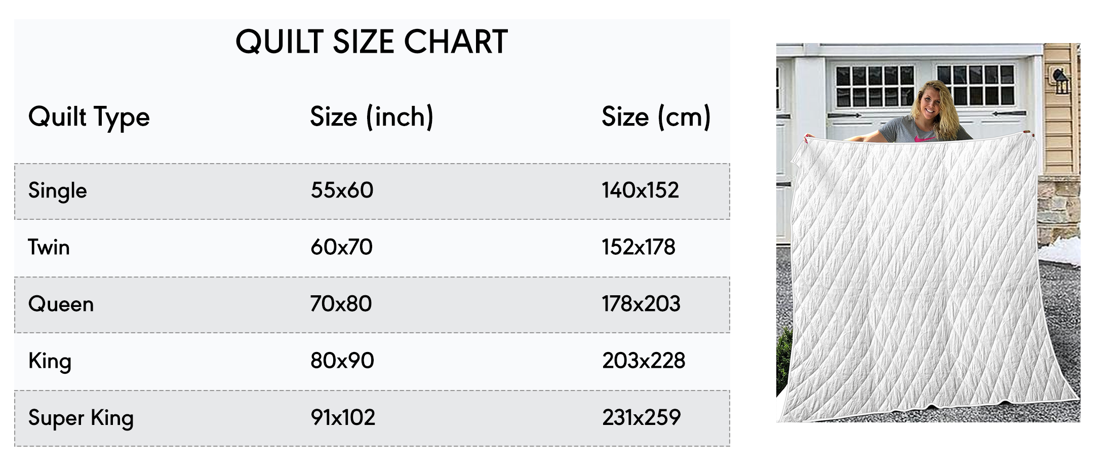 quilt size chart