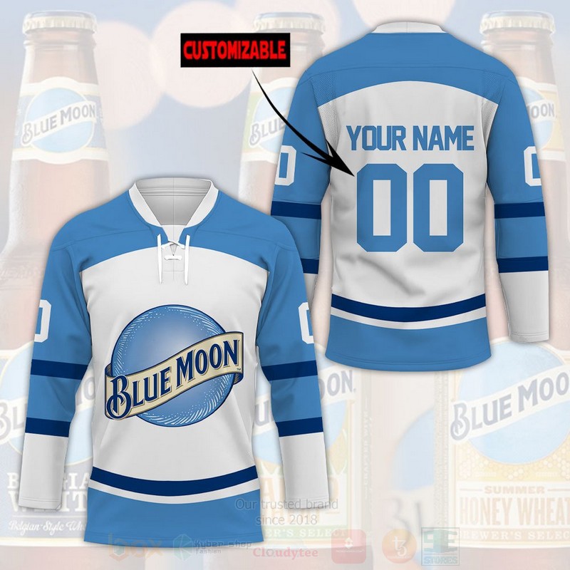 Blue Moon Beer Personalized Hockey Jersey Shirt