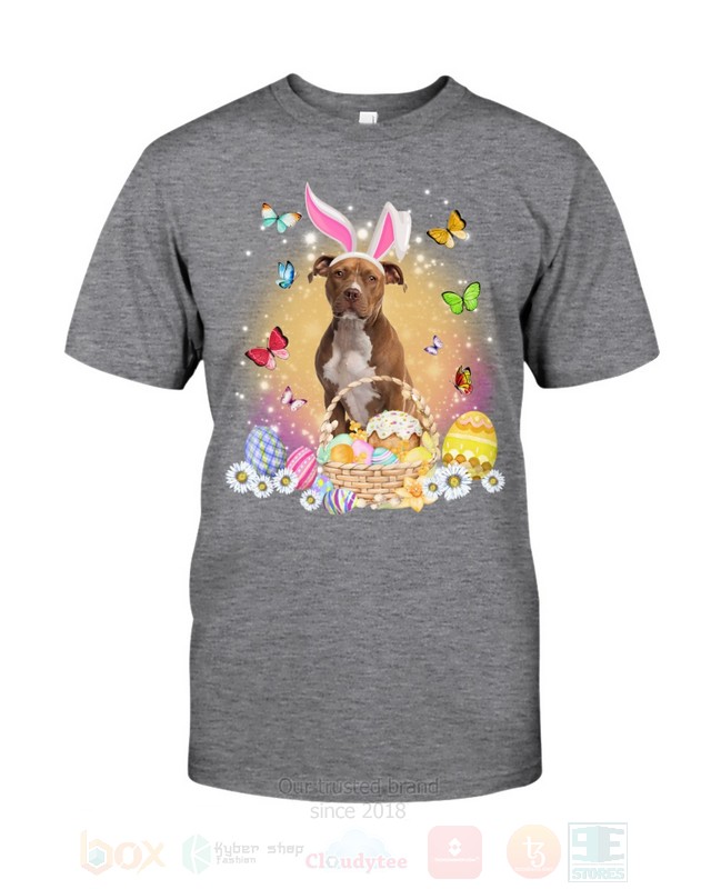 Brown Pitbull Easter Bunny Butterfly 2D Hoodie Shirt