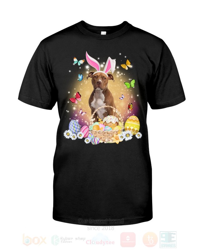 Brown Pitbull Easter Bunny Butterfly 2D Hoodie Shirt 1 2 3 4