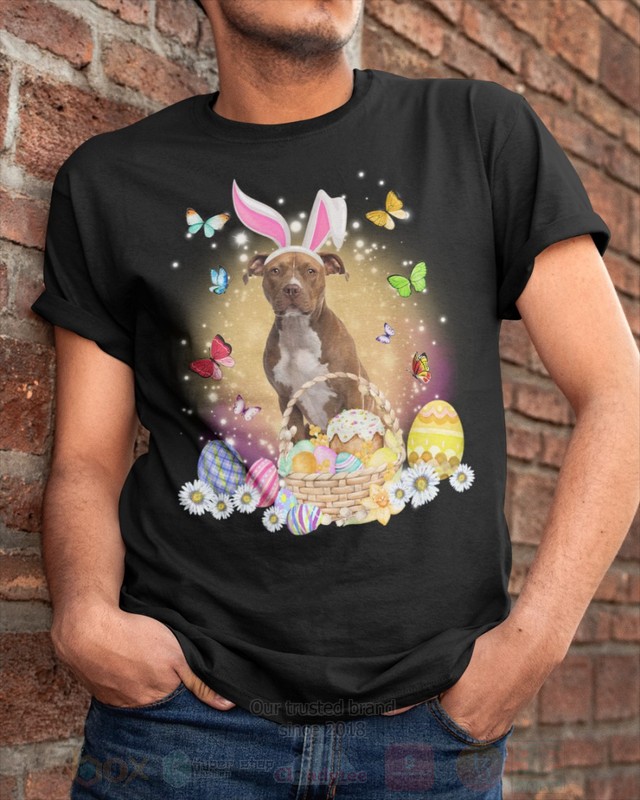 Brown Pitbull Easter Bunny Butterfly 2D Hoodie Shirt 1 2 3 4 5 6 7