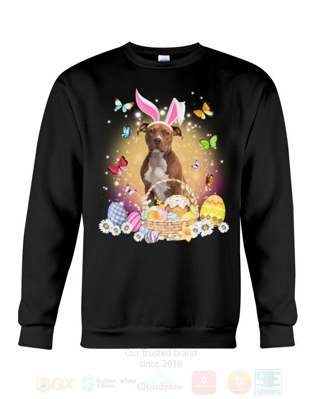 Brown Pitbull Easter Bunny Butterfly 2D Hoodie Shirt 1 2 3 4 5 6 7 8 9 10 11 12