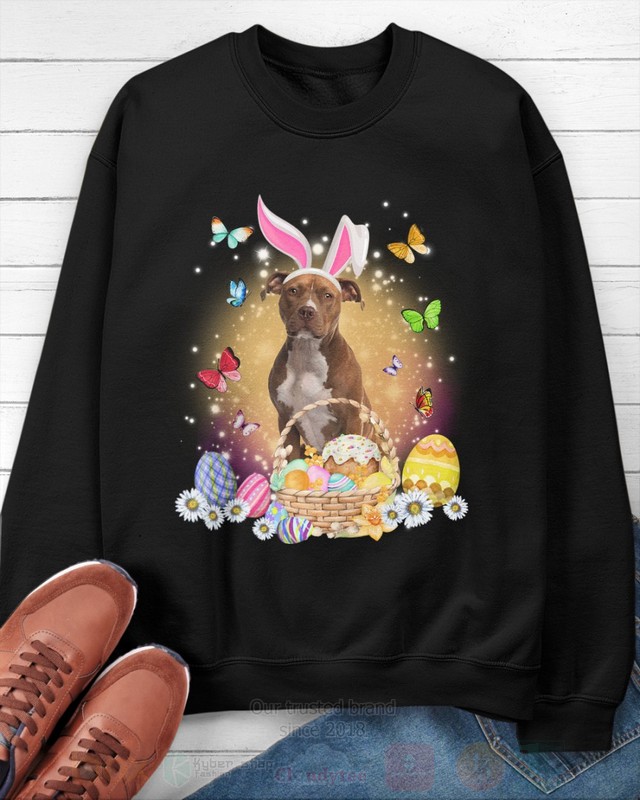 Brown Pitbull Easter Bunny Butterfly 2D Hoodie Shirt 1 2 3 4 5 6 7 8 9 10 11 12 13 14