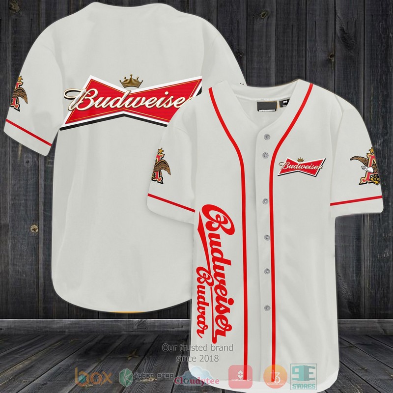Budweiser Budvar white Baseball Jersey