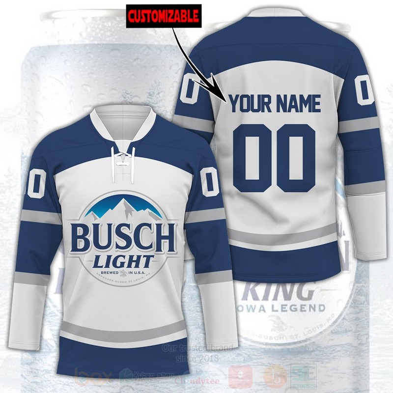 Busch Light Personalized White Hockey Jersey Shirt