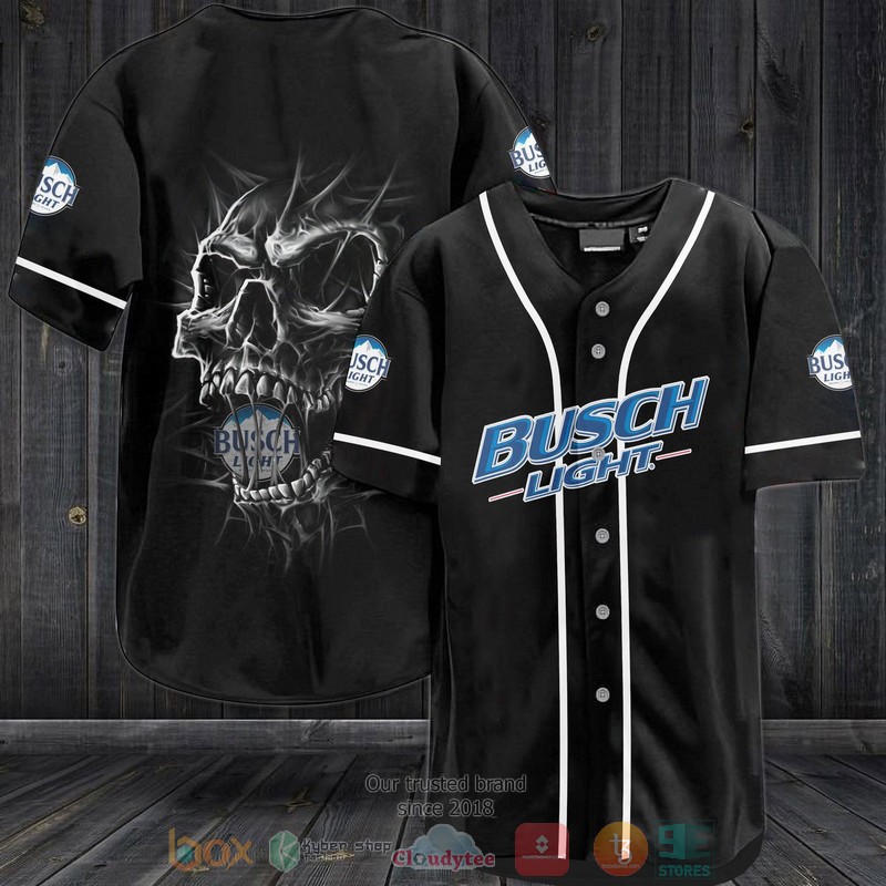 Busch Light Skull black Baseball Jersey