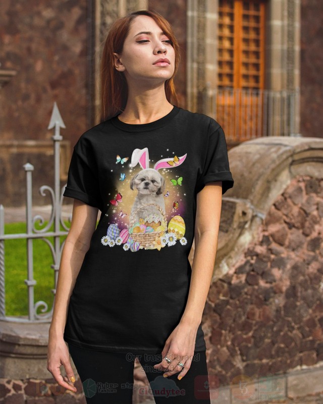 Cream Shih Tzu Easter Bunny Butterfly 2D Hoodie Shirt 1 2 3 4 5 6
