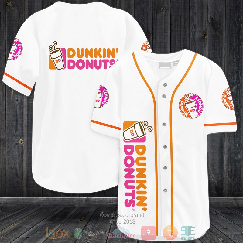 Dunkin Donuts white orange Baseball Jersey
