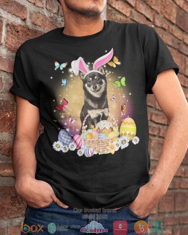 Easter Bunny Black Shiba Inu 2d shirt hoodie 1