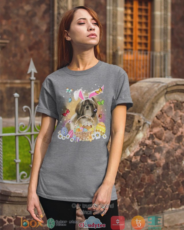 Easter Bunny Brown Shih Tzu 2d shirt hoodie