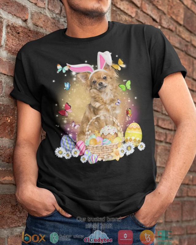 Easter Bunny Tan Long Haired Chihuahua 2d shirt hoodie 1